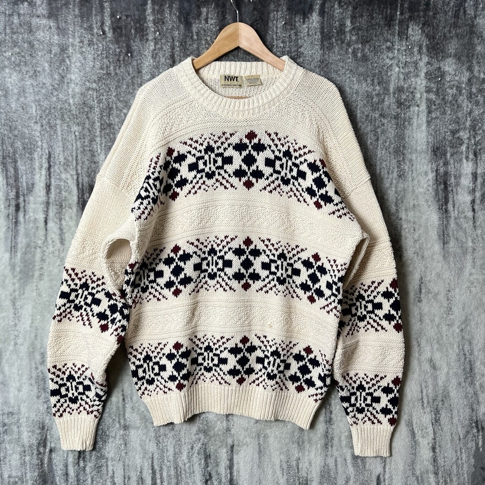 Vintage Naturals Northwest Territory Sweater Mens XL Beige Grandpa Nordic